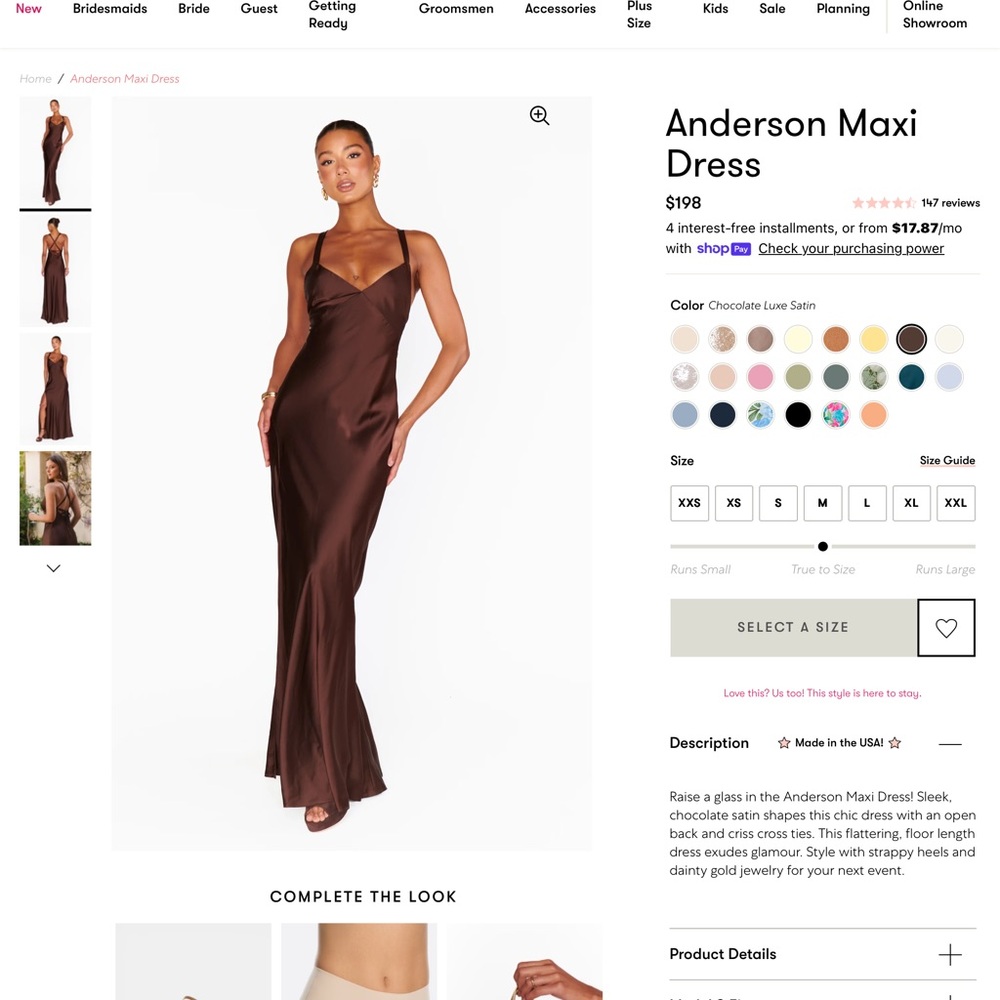 Show Me Your MuMu Anderson Maxi Dress in chocolate luxe satin